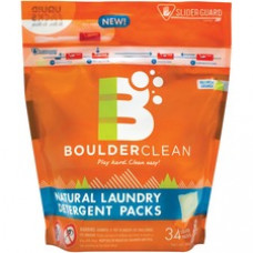Boulder Clean Laundry Detergent Packs - Liquid - Valencia Orange Scent - 34 / Pouch - 1 Each - Yellow