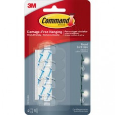 Command Round Cord Clips with Clear Strips - Cord Clip - Clear - 4 Pack
