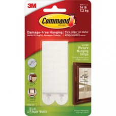 Command™ Large Picture Hanging Strips - Residue-free -4 Sets of Strips/Pack - White