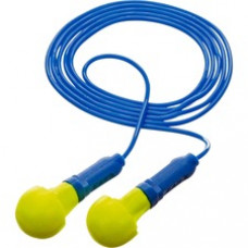 E-A-R Push-Ins Corded Earplugs - Corded, Comfortable, Disposable - Noise Protection - Foam, Polyurethane, Vinyl Cord - Blue, Yellow - 200 / Box