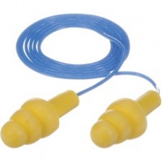 E-A-R UltraFit Corded Earplugs - Comfortable, Reusable, Washable, Dielectric, Disposable - Noise, Blast Protection - Polymer, Vinyl Cord - Yellow - 100 / Bag