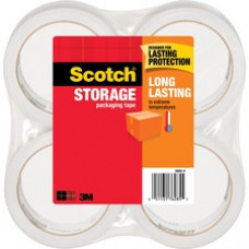 Scotch® Long Lasting Storage Packaging Tape- 4 pack, 1.88" x 54.6 Yds - 1.88" Width x 54.60 yd Length - 3" Core - Acrylic - 2.80 mil - Polypropylene Backing - Non-yellowing - 4 / Pack - Clear