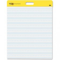 Post-it Self-Stick Wall Pad, 20 inx 23 in, White - 20 Sheets - Stapled - Ruled Blue Margin - 18.50 lb Basis Weight - 20