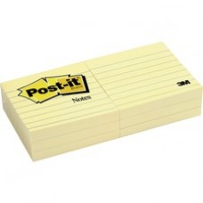 Post-it Notes, 3 in x 3 in, Canary Yellow, Lined - 600 x Canary Yellow - 3