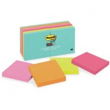 Post-it® Super Sticky Notes, 3" x 3", Miami Collection - 1080 x Multicolor - 3" x 3" - Rectangle - 90 Sheets per Pad - Multicolor - Paper - Self-adhesive, Recyclable - 12 / Pack