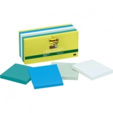 Post-it Super Sticky Recycled Notes, 3 in x 3 in, Bora Bora Color Collection - 1080 - 3