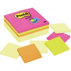 Post-it® Notes Value Pack 3" x 3" Assorted Canary Yellow And Cape Town Collection - 2400 - 3" x 3" - Square - 100 Sheets per Pad - Unruled - Canary Yellow - Paper - Self-adhesive, Repositionable - 24 / Pack