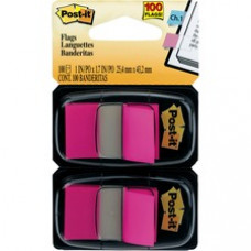 Post-it® Flags, 1" Wide, Bright Pink 2-pack - 100 x Bright Pink - 1" x 1.75" - Rectangle - Unruled - Bright Pink - Removable, Self-adhesive - 100 / Pack