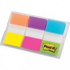 Post-it® Flags, 1" Wide, Brights - 60 - 1" x 1.75" - Rectangle - Unruled - Yellow, Orange, Pink, Purple, Aqua, Lime, Assorted - Reusable, Repositionable, Self-adhesive, Removable - 60 / Pack