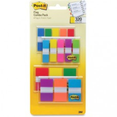 Post-it® Flags, Assorted Color Combo Pack - 320 x Multicolor - 0.50", 1" - Multicolor - Self-adhesive, Repositionable - 320 / Pack