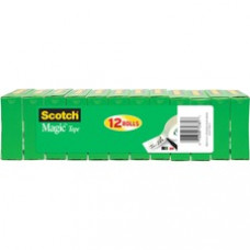 Scotch® Magic™ Tape, 3/4 x 1,000", 12 Boxes/Pack, 1" Core - 0.75" Width x 83.33 ft Length - 1" Core - Photo-safe, Writable Surface - 12 / Pack - Matte Clear