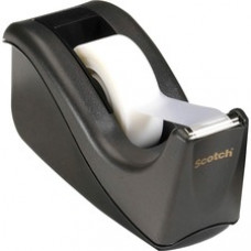 Scotch® Desktop Office Tape Dispenser, Two-Tone Black/Black, 1" Core - Holds Total 1 Tape(s) - 1" Core - Refillable - Non-skid Base - Black