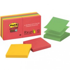 Post-it® Super Sticky Pop-up Notes, 3"x 3", Marrakesh Collection - 900 - 3" x 3" - Square - 90 Sheets per Pad - Unruled - Assorted - Paper - Self-adhesive, Repositionable - 10 / Pack