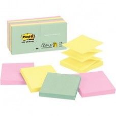 Post-it® Pop-up Notes, 3"x 3", Marseille Collection - 1200 - 3" x 3" - Square - 100 Sheets per Pad - Unruled - Assorted - Paper - Pop-up, Self-adhesive, Repositionable - 12 / Pack