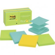 Post-it® Pop-up Notes, 3"x 3", Jaipur Collection - 1200 - 3" x 3" - Square - 100 Sheets per Pad - Unruled - Assorted - Paper - Pop-up, Refillable, Self-adhesive, Repositionable - 12 / Pack