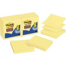 Post-it® Super Sticky Pop-up Notes, 3"x 3", Canary Yellow - 1080 - 3" x 3" - Square - 90 Sheets per Pad - Unruled - Canary Yellow - Paper - Self-adhesive, Repositionable - 12 / Pack