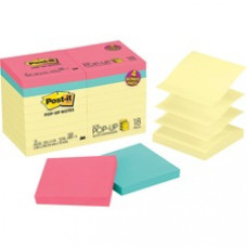 Post-it® Pop-up Notes, 3" x 3", Cape Town Collection - 1800 - 3" x 3" - Square - 100 Sheets per Pad - Unruled - Canary Yellow - Paper - Pop-up, Self-adhesive, Repositionable - 18 / Pack