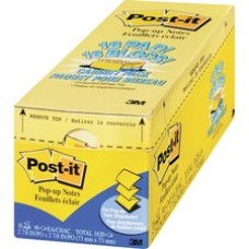 Post-it® Pop-up Notes, 3" x 3", Canary Yellow - 1620 - 3" x 3" - Square - 90 Sheets per Pad - Unruled - Canary Yellow - Paper - Self-adhesive, Removable - 18 / Pack