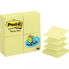 Post-it® Pop-up Notes Value Pack, 3" x 3", Canary Yellow - 2400 - 3" x 3" - Square - 100 Sheets per Pad - Unruled - Canary Yellow - Paper - Self-adhesive, Repositionable - 24 / Pack