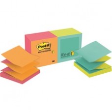 Post-it® Pop-up Notes, 3" x 3", Alternating Cape Town Collection - 1200 - 3" x 3" - Square - 100 Sheets per Pad - Unruled - Assorted - Paper - Refillable, Pop-up, Self-adhesive, Repositionable - 