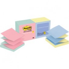 Post-it® Pop-up Notes, 3"x 3", Alternating Marseille Collection - 1200 - 3" x 3" - Square - 100 Sheets per Pad - Unruled - Assorted - Paper - Refillable, Pop-up, Self-adhesive, Repositionable - 12 / Pack