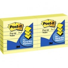 Post-it Pop-up Notes, 3 in x 3 in, Canary Yellow, Lined - 600 - 3
