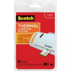 Scotch Thermal Laminating Pouches - Laminating Pouch/Sheet Size: 2.30" Width x 3.70" Length x 5 mil Thickness - Glossy - for Photo, Document, Business Card, Lists, Coupon, Punch Card - Double Sided, Photo-safe -