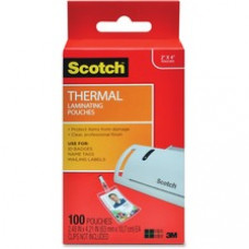 Scotch Thermal Laminating Pouches - Laminating Pouch/Sheet Size: 2.40" Width x 4.20" Length x 5 mil Thickness - Glossy - for ID Badge, Document, Photo, Lists, Card - Double Sided, Photo-safe - Clear - 100 / Pack