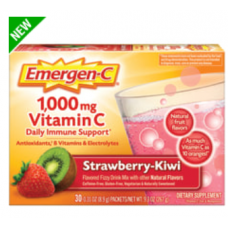 Emergen-C Vitamin C Drink Mix For Immune Support, 0.32 Oz Per Pack, Strawberry Kiwi, Box Of 30 Packs