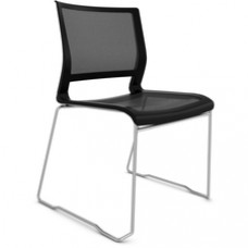 9 to 5 Seating Kip Stack Chair - Black Seat - Chrome Frame - Sled Base - 1 Each