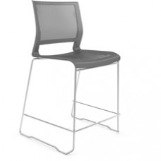 9 to 5 Seating Kip Stack Stool - Dove Gray Plastic Seat - Dove Gray Plastic Back - Chrome Frame - Sled Base - 1 Each