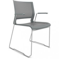 9 to 5 Seating Kip Stack Chair - Gray Seat - Chrome Frame - Sled Base - 1 Each