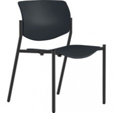 9 to 5 Seating Shuttle Armless Stack Chair with Glides - Black Plastic Seat - Black Plastic Back - Powder Coated, Black Frame - Four-legged Base - 1 Each