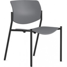 9 to 5 Seating Shuttle Armless Stack Chair with Glides - Dove Gray Plastic Seat - Dove Gray Plastic Back - Powder Coated, Black Frame - Four-legged Base - 1 Each