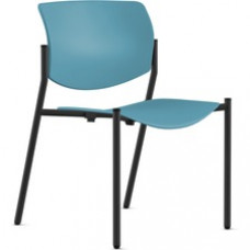 9 to 5 Seating Shuttle Armless Stack Chair with Glides - Blue Plastic Seat - Blue Plastic Back - Powder Coated, Black Frame - Four-legged Base - 1 Each