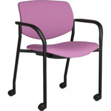 9 to 5 Seating Shuttle Mobile Stack Chair - Latte Plastic Seat - Latte Plastic Back - Silver Frame - Four-legged Base - 1 Each