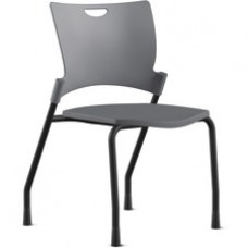 9 to 5 Seating Bella Plastic Seat Stack Chair - Dove Thermoplastic Seat - Dove Gray Thermoplastic Back - Black Frame - Four-legged Base - 1 Each