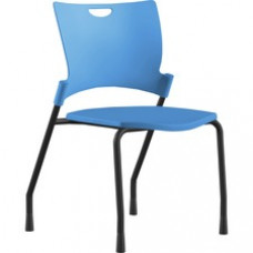 9 to 5 Seating Bella Plastic Seat Stack Chair - Blue Thermoplastic Seat - Blue Thermoplastic Back - Black Frame - Four-legged Base - 1 Each