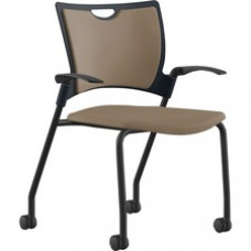 9 to 5 Seating Bella Fabric Seat Mobile Stack Chair - Latte Fabric, Foam, Plastic Seat - Latte Fabric, Plastic, Foam Back - Powder Coated, Black Frame - Four-legged Base - 1 Each