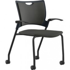 9 to 5 Seating Bella Fabric Seat Mobile Stack Chair - Onyx Fabric, Foam, Plastic Seat - Onyx Fabric, Plastic, Foam Back - Powder Coated, Black Frame - Four-legged Base - 1 Each
