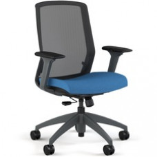 9 to 5 Seating Neo Task Chair - Blue Foam, Fabric Seat - Gray Back - 5-star Base - 1 Each