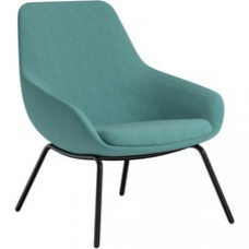 9 to 5 Seating 4-leg Lilly Lounge Chair - Blue Fabric, Foam Seat - Blue Fabric, Foam Back - Black Frame - Four-legged Base - 1 Each