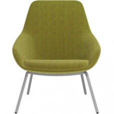 9 to 5 Seating 4-leg Lilly Lounge Chair - Latte Fabric, Foam Seat - Latte Fabric, Foam Back - Silver Frame - Four-legged Base - 1 Each