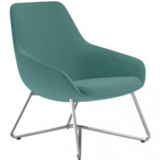 9 to 5 Seating W-shaped Base Lilly Lounge Chair - Blue Fabric, Foam Seat - Blue Fabric, Foam Back - Black Frame - W Leg Base - 1 Each