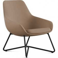 9 to 5 Seating W-shaped Base Lilly Lounge Chair - Latte Fabric, Foam Seat - Latte Fabric, Foam Back - Black Frame - W Leg Base - 1 Each