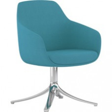 9 to 5 Seating Lilly Swivel Base Fabric Lounge Chair - Blue Fabric, Foam Seat - Blue Fabric, Foam Back - 1 Each