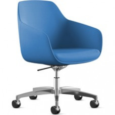 9 to 5 Seating Lilly 5-Star Base Fabric Lounge Chair - Blue Fabric, Foam Seat - Blue Fabric, Foam Back - 5-star Base - 1 Each
