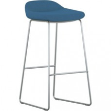 9 to 5 Seating Lilly Lounge Bar Stool - Blue Seat - Blue Fabric, Foam Back - Sled Base - 1 Each