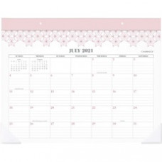 At-A-Glance Workstyle Academic Desk Pad Calendar - Academic - Monthly - 12 Month - July - June - 1 Month Single Page Layout - Desk Pad - Multi, Gray, Pink - 22