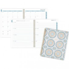 At-A-Glance Cambridge Santiago Pocket Planner - Pocket Size - Monthly, Weekly - 24 Month - January - December - 1 Month Double Page Layout - Twin Wire - Gold, Multi - Vinyl - Multicolor - 8.5